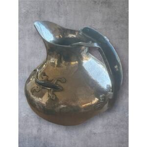 Los Castillo Taxco Silver Plate Pitcher Lizard Handle Lapis Malachite 1329g Mex